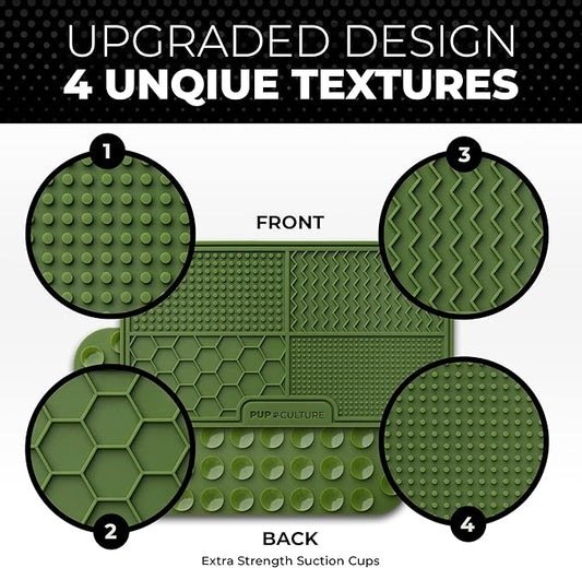 Pup Culture Dog Lick Mat for Dogs, Feeding Pad for Anxious Pets Plus 4 Different Puzzles for Mental Stimulation for Dogs - Supports Mental, Dental, and Digestive Health, Bite Resistant and Heavy Duty