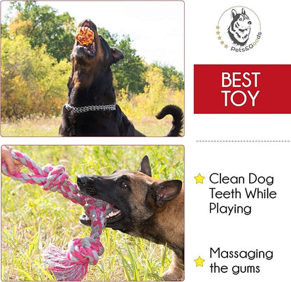 Pets&Goods Rope Chew Toys – 3-Pack Heavy-Duty Cotton Tug & Fetch Set for Large Dogs – Durable, Washable Rope Toys for Chewing & Dental Health