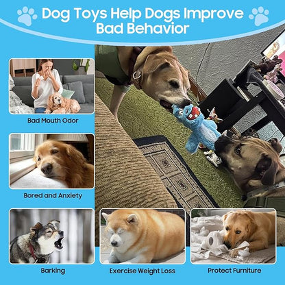 Bzonsmart Dog Squeaky Toys.Tough Plush Chew Toys Bundle for Small Medium Large Breed Chewer.Interactive Dog Toys to Keep Them Busy .Durable Anti-Boredom Dog Toys for Teething Chewing Playing Training