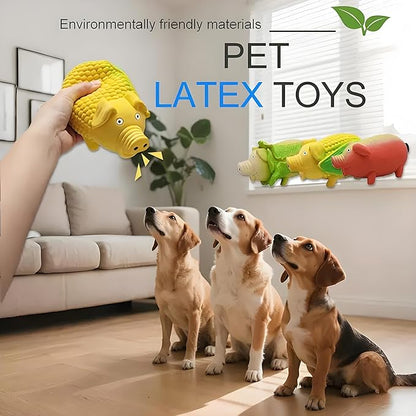 Dog Squeaky Toy, 2 Pack Latex Chew Toys with Oinks Sound Squeaker Cabbage&Carrots Grunting Pig Dog Toy Durable Dogs Squeeze Toy for Small Medium Large Dog Dental Biting Chasing to Kill Boring Time