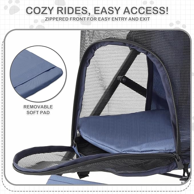 Dog Stroller, 4 Wheels Pet Stroller for Cats and Dogs with Storage Bag & Visible Mesh, Easy-Fold Umbrella Shaped Cat Stroller and Pet Stroller for Medium Dogs & Small Dogs, Navy Blue