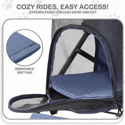 Dog Stroller, 4 Wheels Pet Stroller for Cats and Dogs with Storage Bag & Visible Mesh, Easy-Fold Umbrella Shaped Cat Stroller and Pet Stroller for Medium Dogs & Small Dogs, Navy Blue