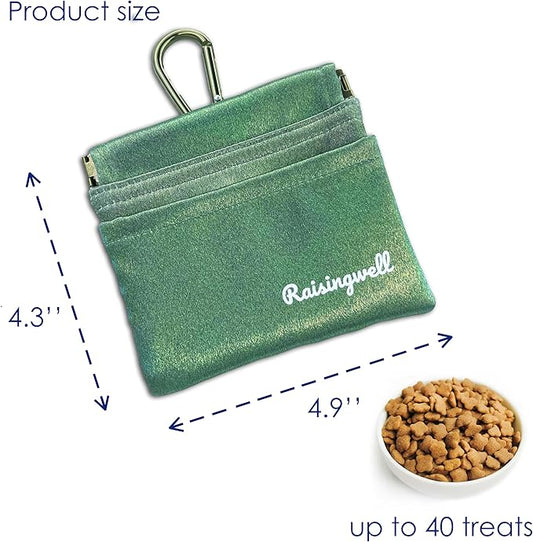 Raisingwell Dog Treat Pouch, Pocket Sized Pet Training Pouch, Hand Free Bronze Dog Walking Bag with Carabiner, Self-Closing Pet Feed Snack Reward, for Puppy Travel or Outdoor Use, NanoPTC