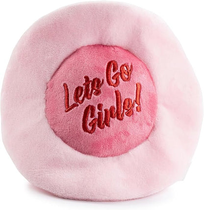 Haute Diggity Dog Cowgirl Hat Plush Dog Toy for Medium & Large Dogs, Western-Inspired Stuffed Dog Toys with Interactive Squeaker, Mesh Lining, Machine-Washable, Durable & Safe, One Size, Pink