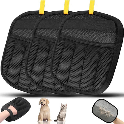 Pet Hair Removal Glove for Dogs and Cats, 3PCS Upgrade Reusable Electrostatic Gloves for Deshedding, Washable Cat Grooming Brush Five-Finger Magic Gloves for Clothing Carpet Sofa Car Seat