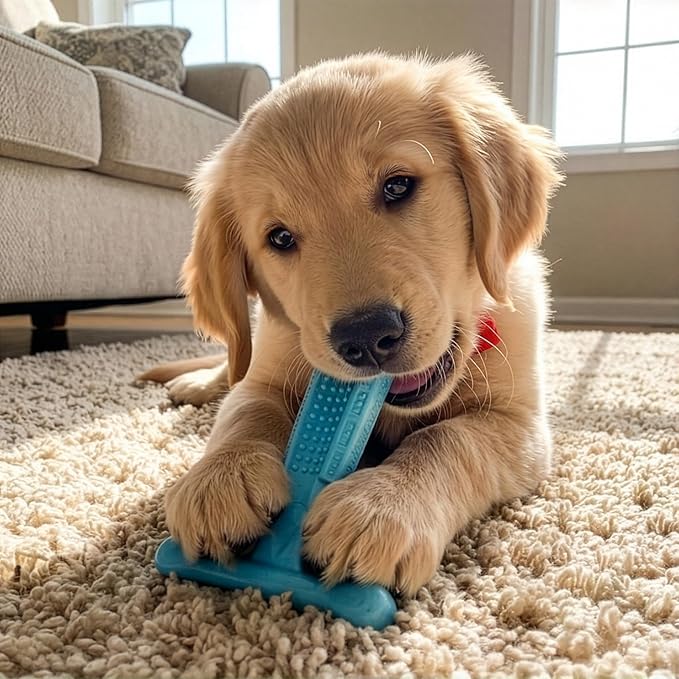 SPOT Bam-Bones Puppy T-Bone Dog Chew Toy, Chicken Flavor, 6 Inch, Bamboo Fiber & Flexible Rubber, Easy Grip Design for Gentle Chewers, Small Dogs & Puppies