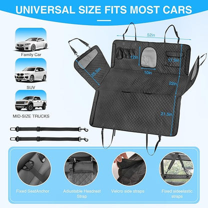 Dog Hammock for Car Backseat - Heavy Duty Medium Size fits Cars, SUV, and Mid-Size Trucks - Waterproof Dog Car Seat Cover for Back Seat - Machine Washable