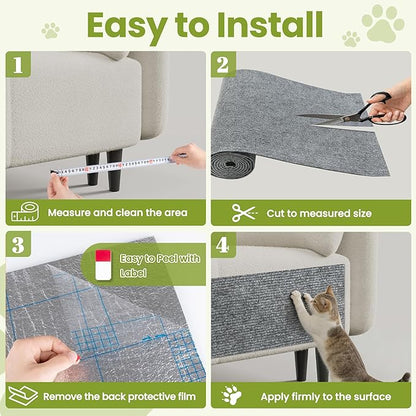 Cat Scratch Couch Furniture Protector, 78.7" x 15.8" Cat Scratcher Pad Deterrent from Cats Claws Scratching, DIY Sisal Carpet Cat Proof Couch Cover Replacement for Indoor Sofa, Wall, Door, Light Grey
