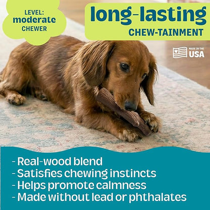 Pupstages Dogwood Dog Chew Toy – Real-Wood Blend, Natural Flavor & Texture, Moderate Chewers, Small, 5.4"