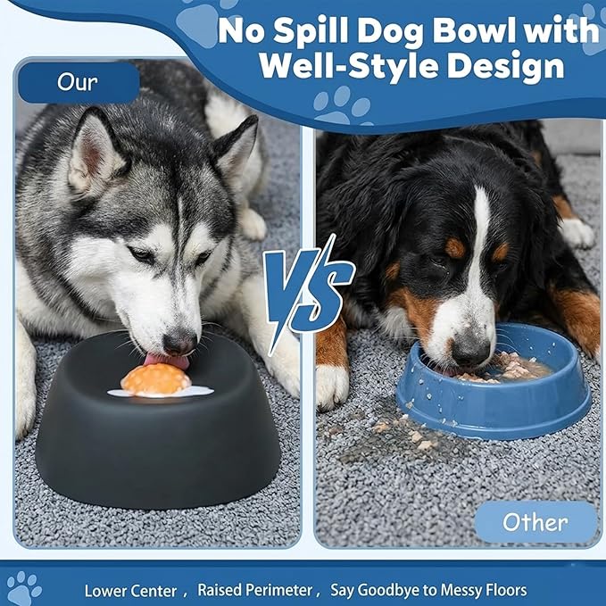 Interactive Slow Feeder Bowl for Dogs and Cats, Licking Bowl with Ball for Liquid Treats Wet Food, Food-Safe Silicone Pet Bowl, Easy Clean Dishwasher Safe, Perfect for Puppies Senior Dogs