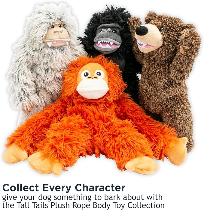 Tall Tails Plush Rope Body Squeaker Dog Toys, Yeti