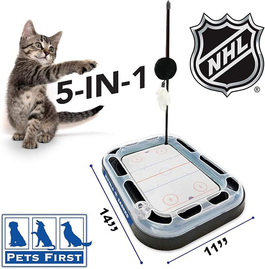 Pets First 5-in-1 NHL Buffalo Sabres Hockey Field Cat Scratcher Toy with Interactive Cat Ball Bell