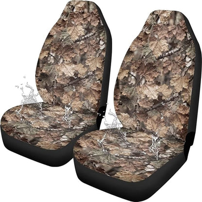 Camo Hunting Print Car Seat Covers Front Seats Only Waterproof Car Seat Covers Stretch Polyester Fabric Cover Fashion Auto Interior Universal Fit for Most Vehicle, Set of 2