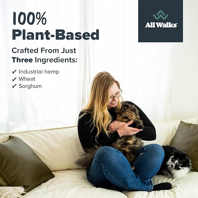 All Walks Plant Based Hemp Kitty Litter | 10 lb Bag | Super Clumping | Fragrance Free Kitty Litter | Odor Control for Cats