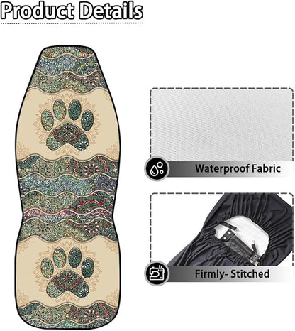 Dog Paw Car Seat Cover, Non-Slip Auto Front Seat Covers Automobile Seats Protectors Car Accessories for Vehicle, Cars, Sedan, Truck, SUV, Van
