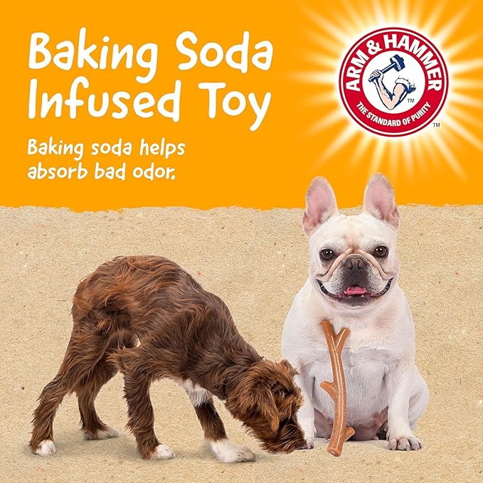 Arm & Hammer for Pets Barkies Tree Branch Compressed Wood Collection, 8 Inch Bacon Flavored Wood Blend Chew Toy for Dogs - Faux Stick, Splinter-Free, Alternative to Chewing Sticks - 2 Pack