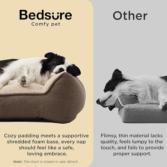 Bedsure SupportMax™ XL Pro Orthopedic Dog Beds Large Sized Dog - As Seen on TV Extra Thick Supportive Dogs Couch with Waterproof Washable Cover, Extra Large Comfort Pet Sofa with Soft Sherpa, Brown