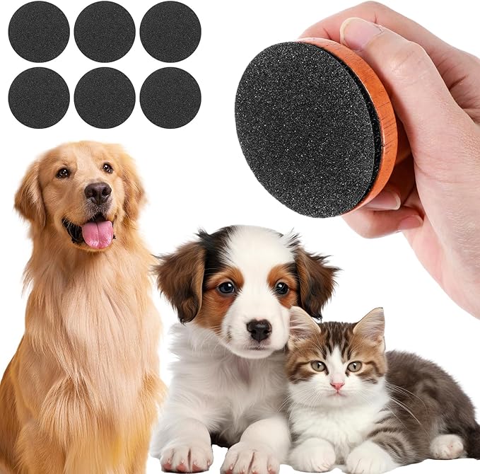 Dog Nail File with 6Pcs Replaceable Filing Disc, Dog Scratch Board for Safe and Easy Nail Care, Dogs Nails Scratch Board Ensures Smooth and Healthy Nails for Dogs and Cats