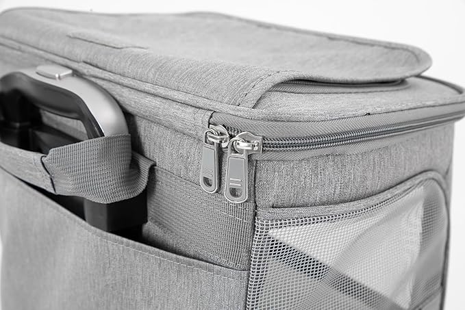 Rolling Pet Carrier for 2 Pets,Double-Compartment Pet Rolling Carrier with Wheels for 2 Pets,for Up to 22 LBS,Super Ventilated Design,Ideal for Traveling/Hiking/Camping (Grey)