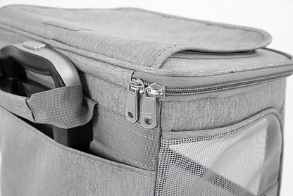 Rolling Pet Carrier for 2 Pets,Double-Compartment Pet Rolling Carrier with Wheels for 2 Pets,for Up to 22 LBS,Super Ventilated Design,Ideal for Traveling/Hiking/Camping (Grey)
