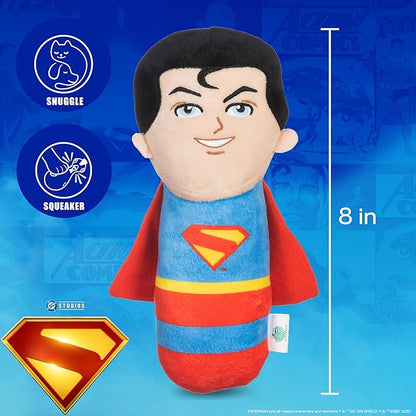 DC Comics Superman 8” Plush S-Shield Toy for Dogs with Squeaker, Inspired by The Film, Officially Licensed DC Super Heroes Pet Product