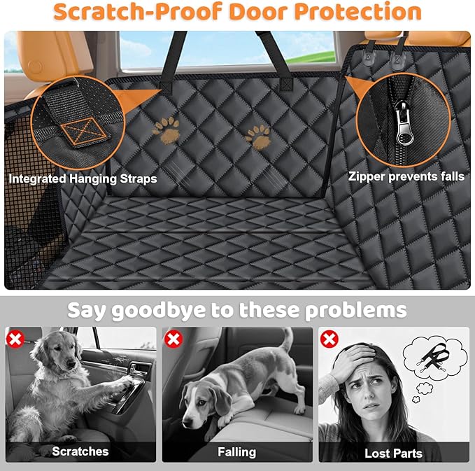 URPOWER Dog Car Seat Cover for Pets 100% Waterproof Seat Cover Hammock 600D Heavy Duty Scratch Proof Nonslip Durable Soft Back Seat Covers for Full Size Trucks
