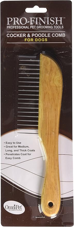 Detangling dog combs for grooming matting – OmniPet Eco‑Friendly Bamboo Handle with Stainless Steel Pins – Pet comb for cats and long‑haired breeds prevents painful mats and promotes a smooth coat