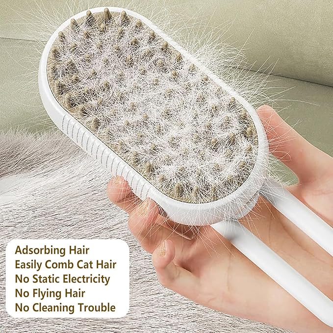 Cat Steam Brush, 4 in 1 Steam Cat Brush, Anti-Static Cats Steamer Brushes for Shedding & Grooming, 4 in 1 Pet Grooming Comb