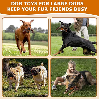 Indestructible Dog Chew Toys for Aggressive Chewers - Durable Rubber Bacon-Flavored Toy to Keep Them Busy(Large/Medium Breeds)