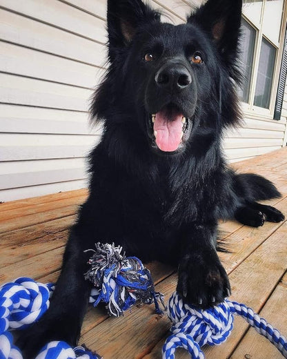 Rope Toys for Large Dogs & Puppies 4-Pack – Natural Cotton Rubber Tug-of-War Toy Set – Tough Dog Toys for Aggressive Chewers Improve Dental Hygiene – Machine-Washable Dog Rope Toy Ropes