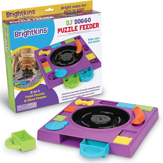 Brightkins DJ Doggo Puzzle Feeder - Enrichment Toys for Dogs Mental Stimulation, Interactive Gift for Puppies