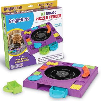 Brightkins DJ Doggo Puzzle Feeder - Enrichment Toys for Dogs Mental Stimulation, Interactive Gift for Puppies