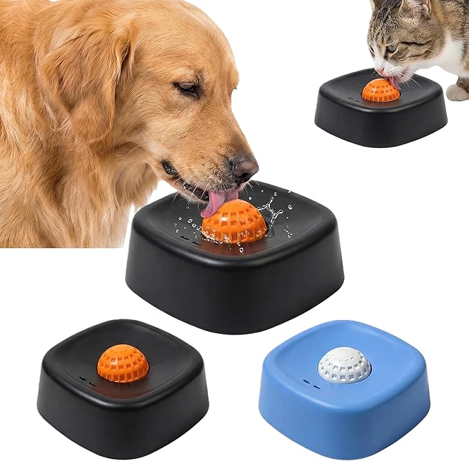Slow Feeder Dog Bowls Lick Bowl with Rolling Ball for Liquid Treats - Interactive Dog Puzzle Toys for Boredom & Anxiety Relief, Spill-Proof Licking Mat Alternative for Large Medium Small Dogs (Black)
