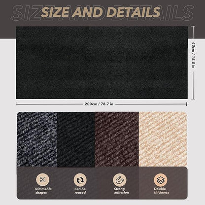 78.7"X15.8" Cat Scratching Mat, Self-Adhesive Cats Carpet, DIY Scratch Furniture Protector for Couch, Sofa, Wall & Doors, Durable Cat Scratch Guards Couch Cats Scratcher from Claw (Black)