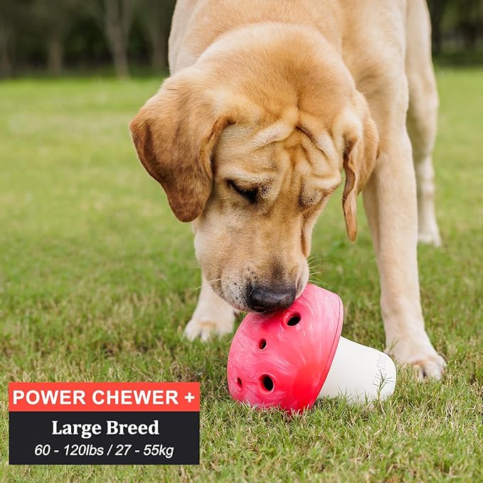 Natural Rubber Dog Enrichment Toys for Large Dogs, Slow Feeder to Keep Them Busy - Lifetime Replacement - Durable Treat Dispensing Dog Puzzle Toys for Large Breed