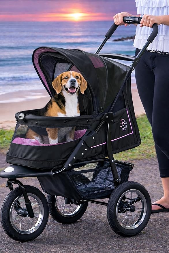 Pet Gear No-Zip NV Pet Stroller for Cats/Dogs, Zipperless Entry, Easy One-Hand Fold, Gel-Filled Tires, Plush Pad + Weather Cover Included, Orchid
