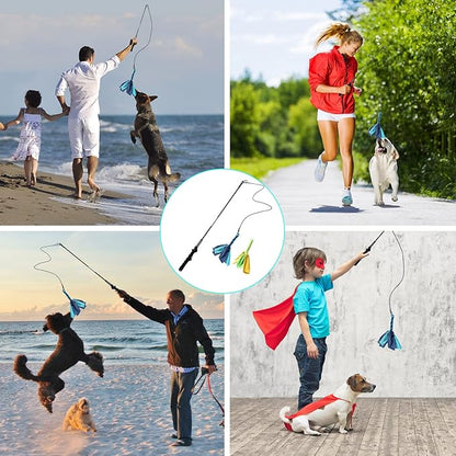 Flirt Pole for Dogs,Interactive Dog Toys for Chase and Tug of War,Durable Teaser Wand with Pet Fleece Rope Tether Lure Toy to Outdoor Exercise for Small Medium Large Dogs