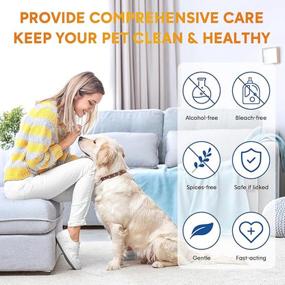 Dog Wipes Cleaning Deodorizing, Grooming Wipes & Paw Cleaner, Pet Cleaning Kit for Teeth, Ears, Eyes, Paw, Body, Ear Rinse, Essential Dog Supplies Set