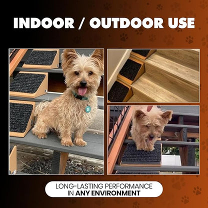 Dog Steps – Soft Grip Carpet Pet Ramp, Grooved Safety Step for Confident Climbing, Natural Cork Ramp for Dogs, Cats & Small Pets Mobility Assist (Pack of 5)