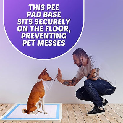 Skywin Dog Pee Pad Holder Tray Fits Up to 30” x 36” Wee Wee Pee Pads - Stable Grip, Raised Edges, Quick-Wipe Silicone Surface Dog Potty Tray Holder for Indoor Flooring Protection (White)