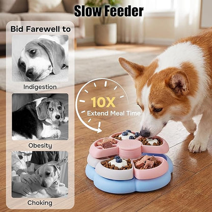 Slow Feeder Dog Bowl 3 Levels - Non-Slip Puzzle Enrichment Toy for Small Medium Breeds, Reduces Boredom and Anxiety, Colorful, BPA-Free