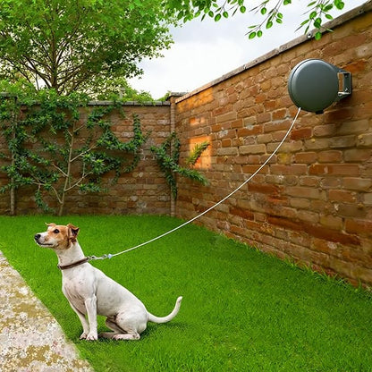 39ft Wall Mounted Retractable Dog Leash with Length Lock, Anti Tangle Pet Leash for Medium Large Dogs up to 50lbs, Multi Purpose Outdoor Indoor Retractable Dog Tie