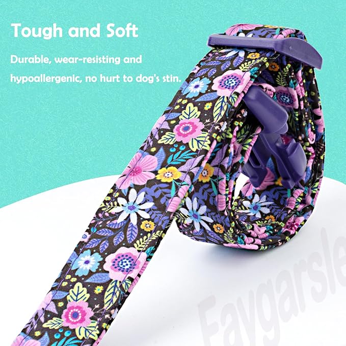 Faygarsle Cotton Dog Collar Cute Dog Collars for Small Medium Large Dogs Purple Floral Colored Options Soft and Fancy Pet Collars for Girls Flower Pattern for Girl Dog Collar S