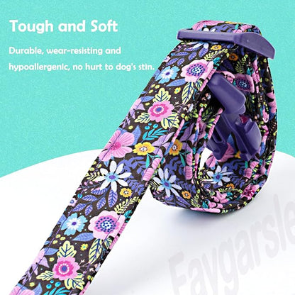 Faygarsle Cotton Dog Collar Cute Dog Collars for Small Medium Large Dogs Purple Floral Colored Options Soft and Fancy Pet Collars for Girls Flower Pattern for Girl Dog Collar S