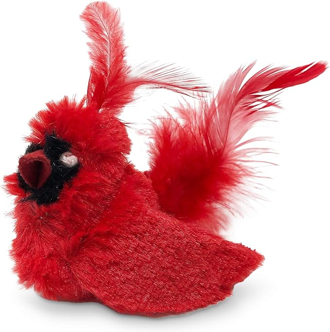 OurPets Play-N-Squeak Real Birds Interactive Cat Toys with Catnip (Cat Toys for Indoor Cats; Catnip Toy for Cats with Bird Chirping Electronic Sound and Feather)