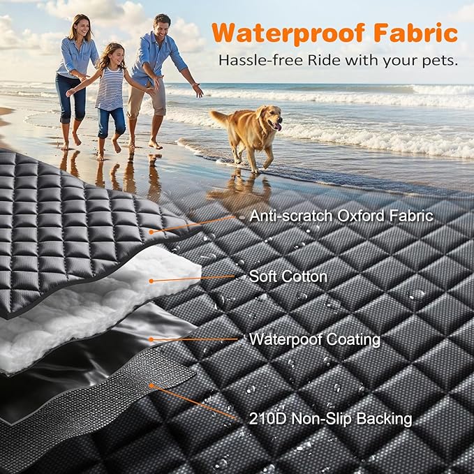 URPOWER Dog Car Seat Cover for Pets 100% Waterproof Seat Cover Hammock 600D Heavy Duty Scratch Proof Nonslip Durable Soft Back Seat Covers for Cars Trucks and SUVs