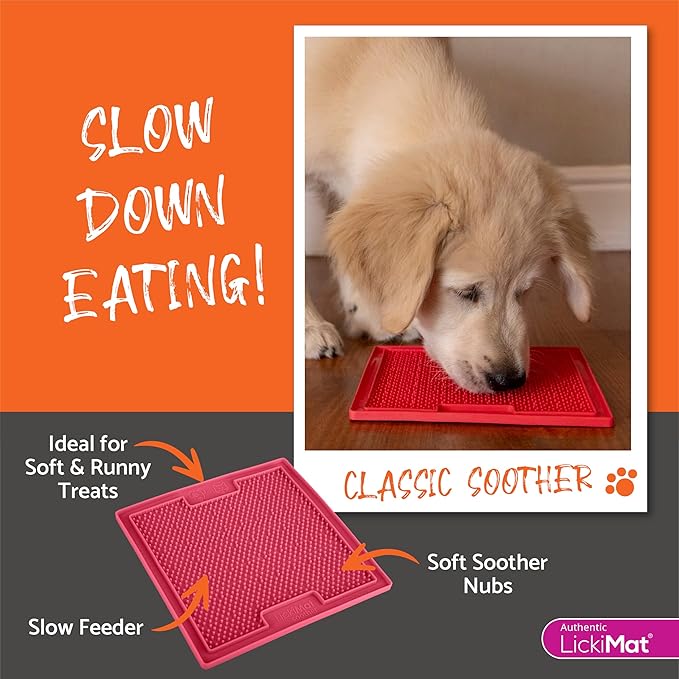 LickiMat Classic Soother Slow Feeder for Dogs Lick Mat Boredom Anxiety Reducer Perfect for Food Treats Yogurt Liquid Food Peanut Butter Fun Alternative to a Slow Feed Dog Bowl, Turquoise