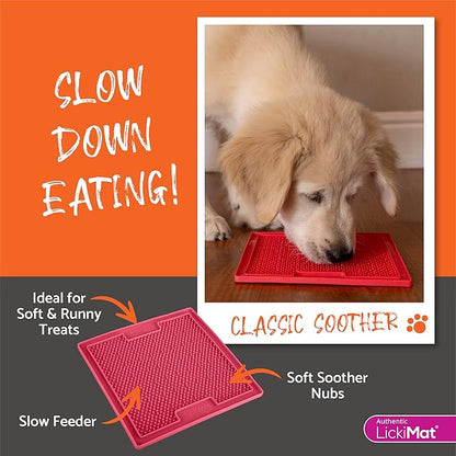 LickiMat Classic Soother Slow Feeder for Dogs Lick Mat Boredom Anxiety Reducer Perfect for Food Treats Yogurt Liquid Food Peanut Butter Fun Alternative to a Slow Feed Dog Bowl, Turquoise