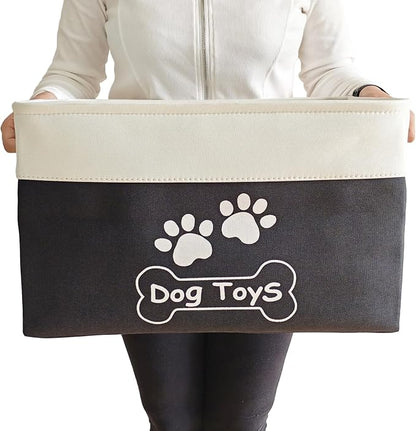 Large Dog Toy Basket Collapsible Dog Toy Box Shape Keeping Rectangle Dog Toy Bin for Pet Toys, Accessories