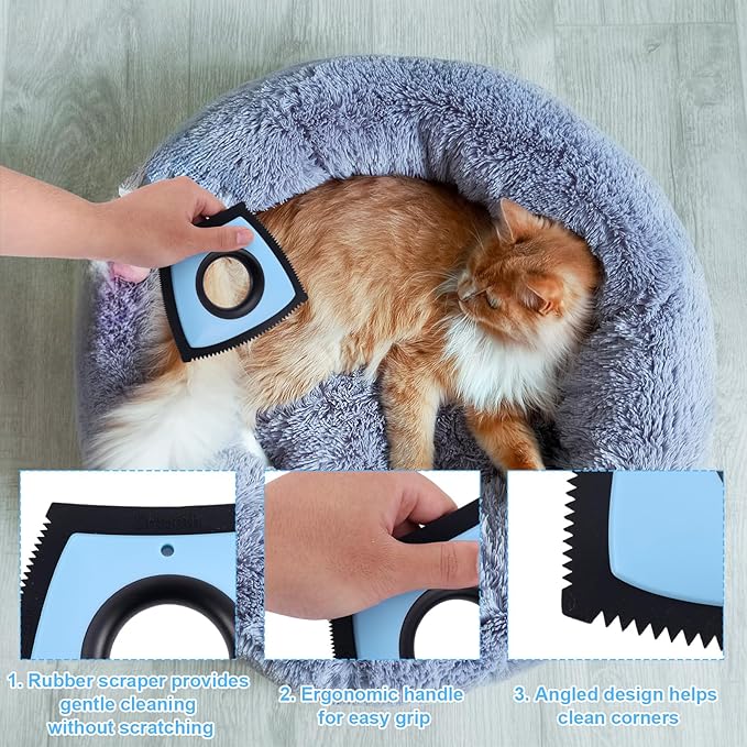Pet Hair Remover, 2025 New Mini Pet Hair Remover Multi-Surface Silicone Dog Cat Fur Clean tool for Furniture Car Carpet Sofa Clothing Cleaning (Blue)
